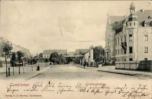 Ak Gussew Gumbinnen Ostpreußen, Lindenstraße