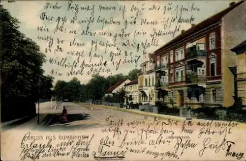 Ak Gussew Gumbinnen Ostpreußen, Lindenstraße