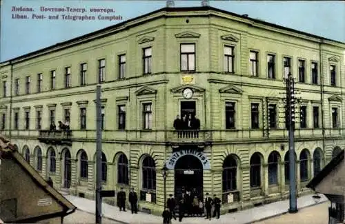 Ak Liepaja Libau Lettland, Post- und Telegraphen Comptoir