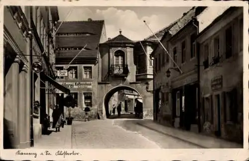 Ak Kamenz in Sachsen, Klostertor, Konditorei