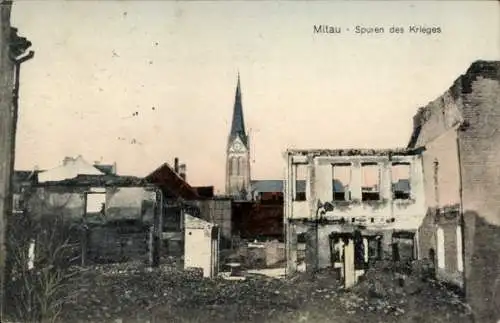 Ak Jelgava Mitau Lettland, Spuren des Krieges, Kriegszerstörungen, I. WK