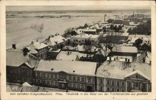 Ak Jelgava Mitau Lettland, Gesamtansicht, Aatal, Trinitatiskirche