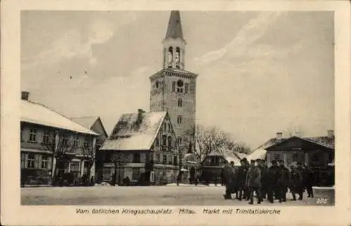 Ak Jelgava Mitau Lettland, Markt, Trinitatiskirche