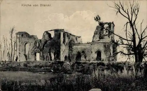 Ak Blisnicki Blisniki Russland, Zerschossene Kirche, I. WK