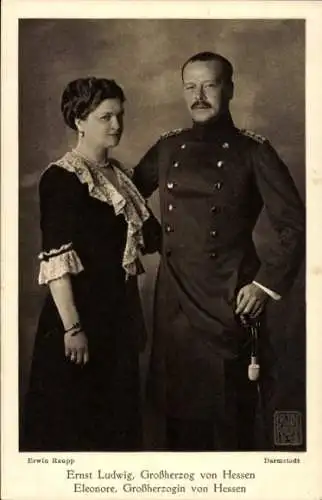 Ak Großherzog Ernst Ludwig von Hessen, Standportrait, Uniform, Großherzogin Eleonore