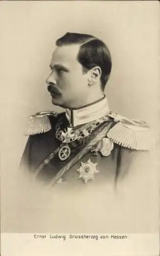 Ak Großherzog Ernst Ludwig von Hessen, Portrait, Uniform, Orden