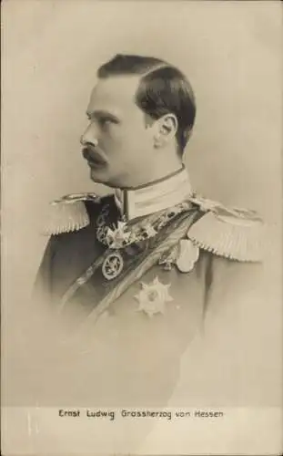 Ak Großherzog Ernst Ludwig von Hessen, Portrait, Uniform, Orden