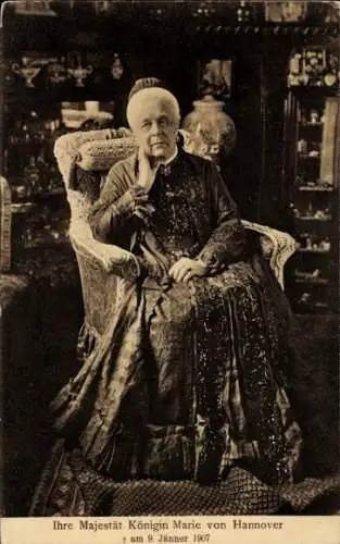 Ak Königin Marie von Hannover und Cumberland, Portrait, Trauerkarte zum Tod 1907