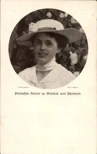 Ak Prinzessin Helene zu Waldeck und Pyrmont, Portrait, Hut