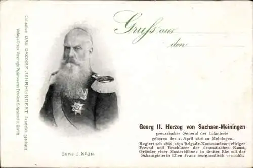 Ak Georg II. Herzog von Sachsen-Meiningen, preußischer General der Infanterie