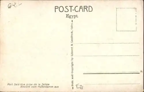 Ak Port Said Ägypten, Ansicht vom Hafendamm aus