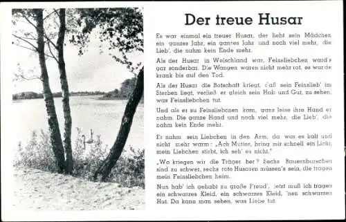 Ak Gedicht Der treue Husar, Es war einem ein treuer Husar, der liebt sein Mädchen...