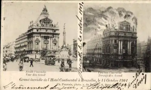 Ak Brüssel Brüssel, Großbrand im Hotel Continental 1901