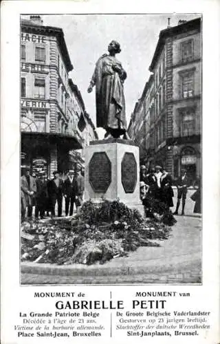 Ak Brüssel Brüssel, Denkmal von Gabrielle Petit