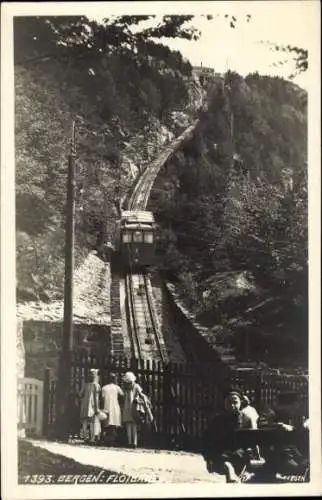 Foto Ak Bergen Norwegen, Fløibanen, Mount Fløyen