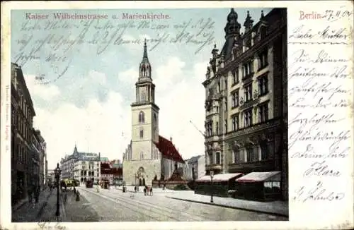 Ak Berlin Mitte, Kaiser Wilhelm Straße, Marienkirche, Restaurant