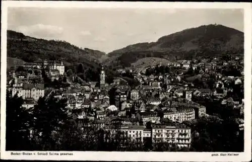 Ak Baden Baden am Schwarzwald, Gesamtansicht, Neues Schloss, Merkur, Blick vom Schloss Solms