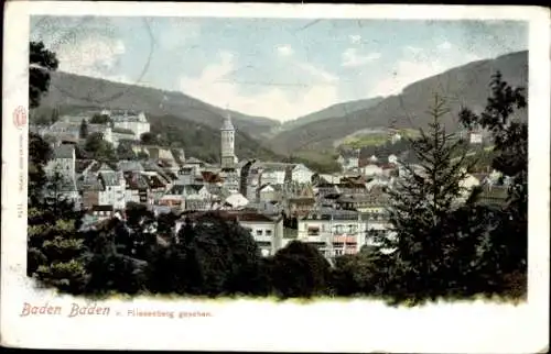 Ak Baden Baden am Schwarzwald, Totalansicht, Blick vom Fliesenberg