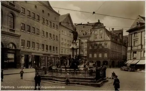 Ak Augsburg in Schwaben, Ludwigsplatz, Augustusbrunnen