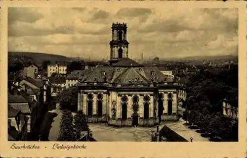 Ak Saarbrücken, Ludwigskirche, Straßenseite