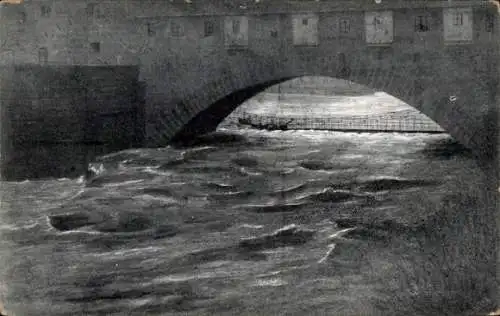 Ak Nürnberg in Mittelfranken, Kettensteg, Hochwasser 5. Februar 1909