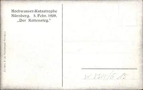 Ak Nürnberg in Mittelfranken, Kettensteg, Hochwasser 5. Februar 1909