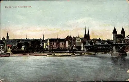 Ak Bonn am Rhein, Teilansicht, Rheinbrücke