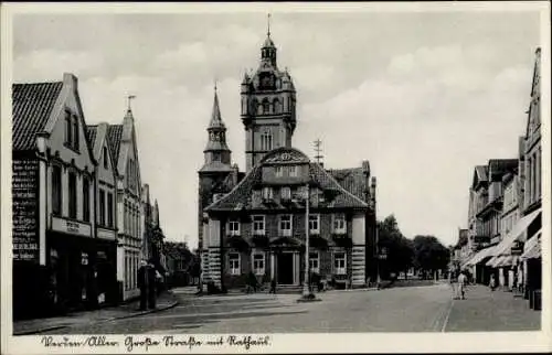 Ak Verden an der Aller, Große Straße mit Rathaus