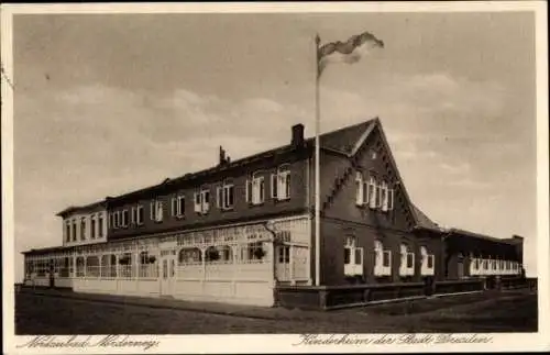 Ak Nordseebad Norderney, Kinderheim der Stadt Dresden, Fahnenmast