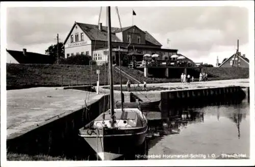 Ak Horumersiel Schillig Wangerland Friesland, Strandhotel, Segelboot