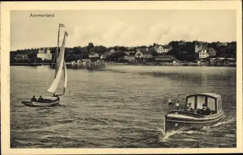 Ak Bad Zwischenahn in Oldenburg, Ammerland, Teilansicht, Motorboot, Segelboot