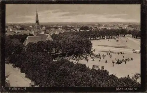 Ak Heide in Holstein, Stadtpanorama, Marktplatz