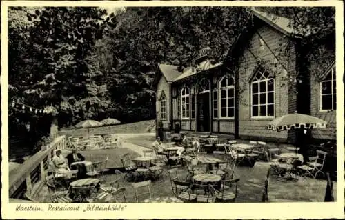 Ak Warstein im Sauerland, Restaurant Bilsteinhöhle, Terrasse, Tropfsteinhöhle