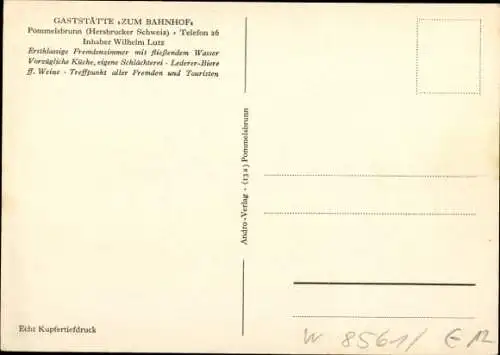 Ak Pommelsbrunn Mittelfranken, Gaststätte Zum Bahnhof