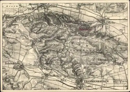 Landkarten Ak Bad Frankenhausen am Kyffhäuser Thüringen, Kelbra, Udersleben, Tilleda