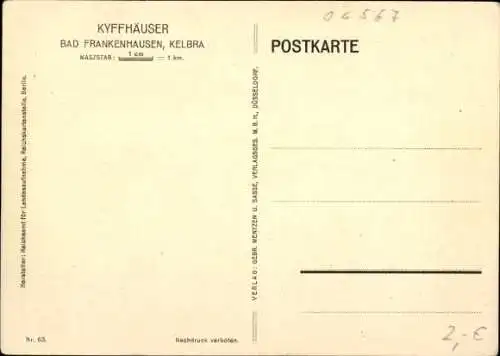 Landkarten Ak Bad Frankenhausen am Kyffhäuser Thüringen, Kelbra, Udersleben, Tilleda