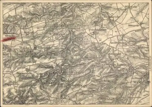 Landkarten Ak Aschersleben im Salzlandkreis, südwestliche Umgebung, Ostharz, Mansfeld, Leimbach