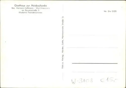 Ak Wolthausen Winsen an der Aller, Gasthaus zur Heideschenke, Außenansicht, Innenansichten