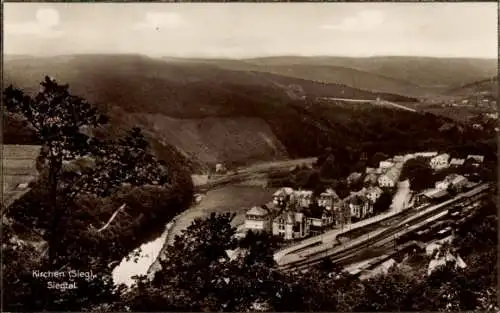 Ak Kirchen an der Sieg, Teilansicht, Siegtal, Bahnhof