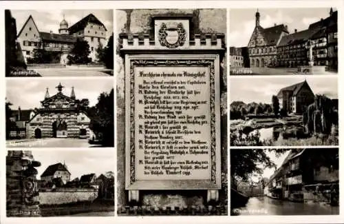 Ak Forchheim in Oberfranken Bayern, Kaiserpfalz, Rathaus, Nürnberger-Tor, Stadtpark, Stadtmauer