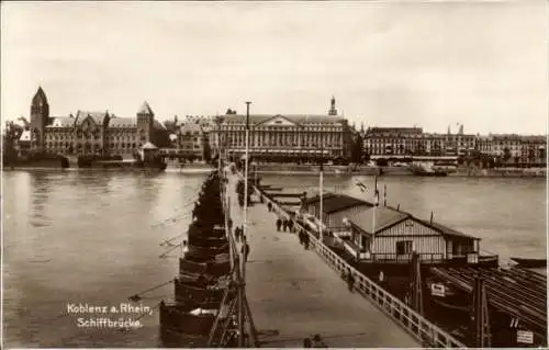 Ak Koblenz am Rhein, Schiffbrücke