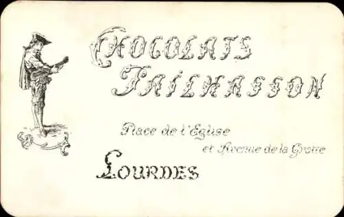 Ak Lourdes Hautes Pyrénées, Chocolats Pailhasson, Reklame