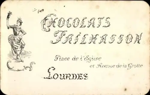 Ak Lourdes Hautes Pyrénées, Chocolats Pailhasson, Reklame