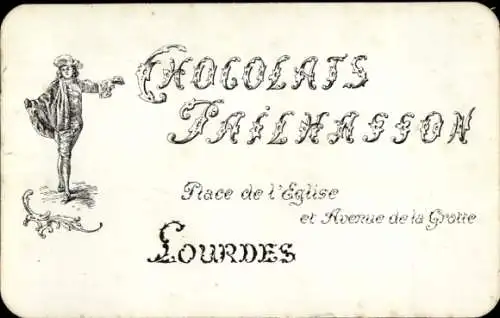 Ak Lourdes Hautes Pyrénées, Chocolats Pailhasson, Reklame