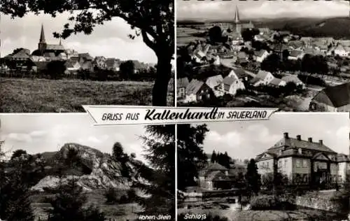 Ak Callenhardt Kallenhardt Rüthen in Westfalen, Totalansicht, Hohen Stein, Schloss, Kirche