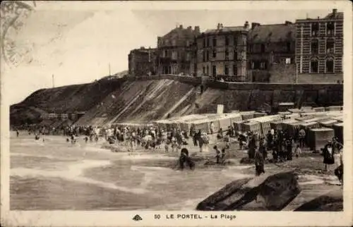 Ak Le Portel Pas de Calais, Strand