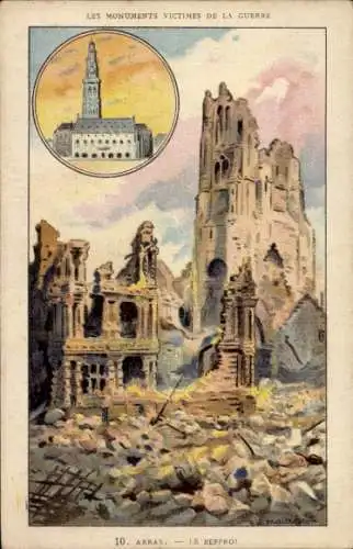 Künstler Ak Arras Pas de Calais, Belfry