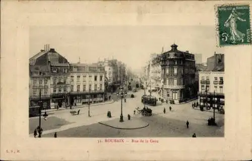 Ak Roubaix Nord, Bahnhofstraße, Geschäfte