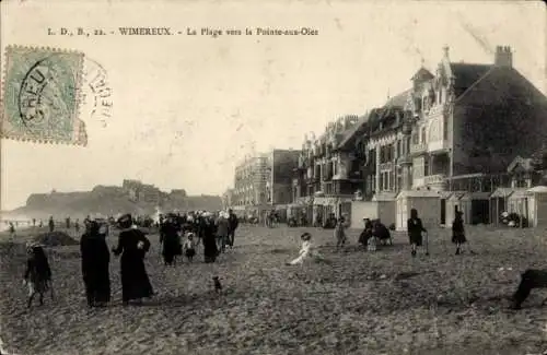 Ak Wimereux Pas de Calais, Plage vers la Pointe-aux-Oies