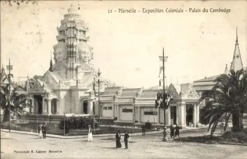 Ak Marseille Bouches du Rhône, Exposition Coloniale, Palais du Cambodge
